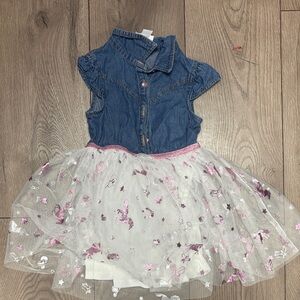 Denim Top with Tulle Skirt Dress